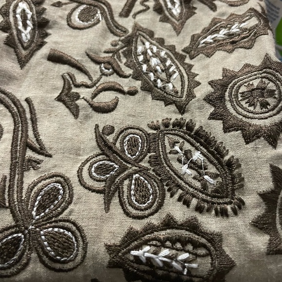 Dizzy Lizzy Heavily Embroidered linen cotton Skirt beige browns  size 4 - Picture 12 of 16